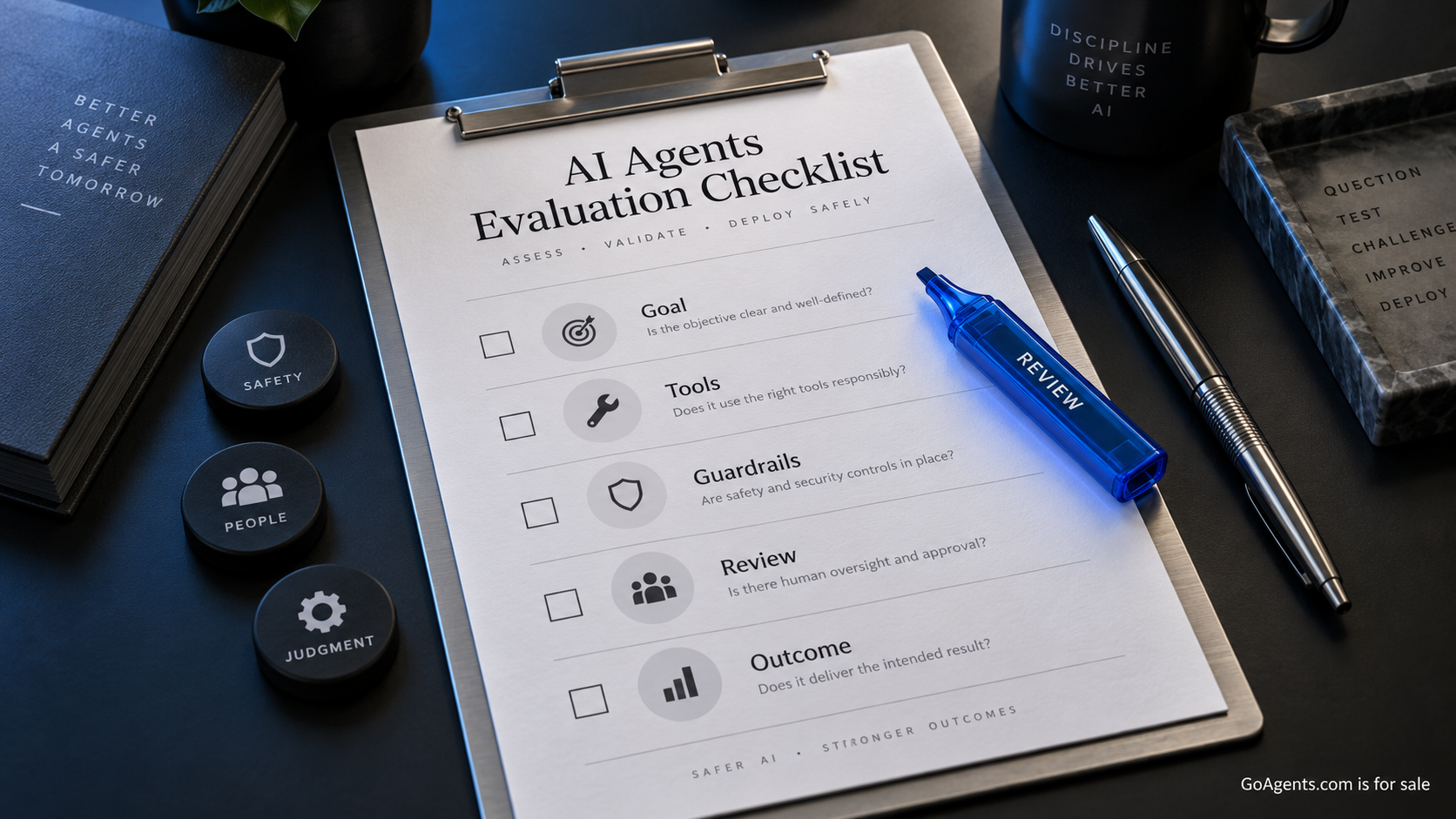 Notebook and checklist still for evaluating AI agents